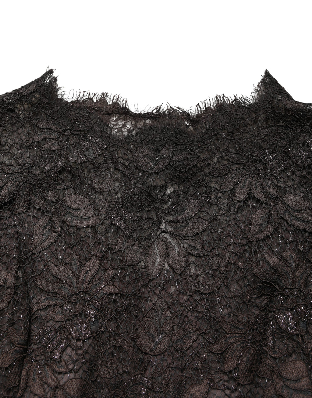 Robe longue noire Dolce & Gabbana en dentelle florale, robe sirène élégante avec décolleté en V et finition raffinée.