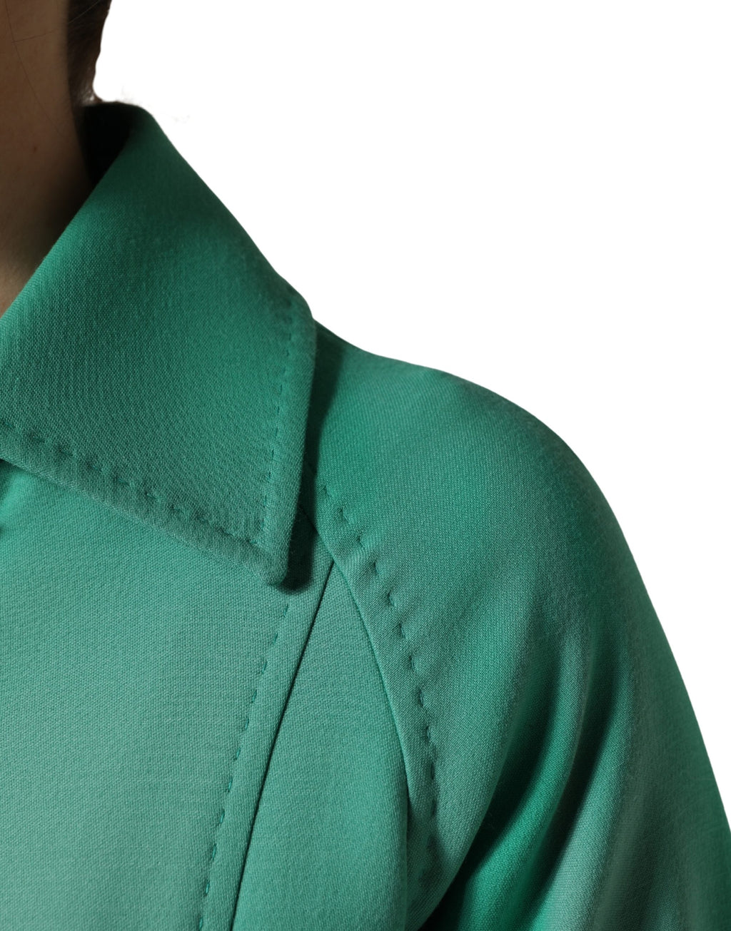 Manteau trench vert à boutons Dolce & Gabbana, veste élégante avec ceinture, mode raffinée pour homme ou femme.