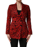 Manteau en laine à double boutonnage Dolce & Gabbana, rouge léopard, élégante veste d'hiver pour femme.