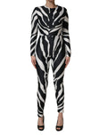 Combinaison en polyester noir et blanc à motif zèbre de Dolce & Gabbana, style élégant et tendance.