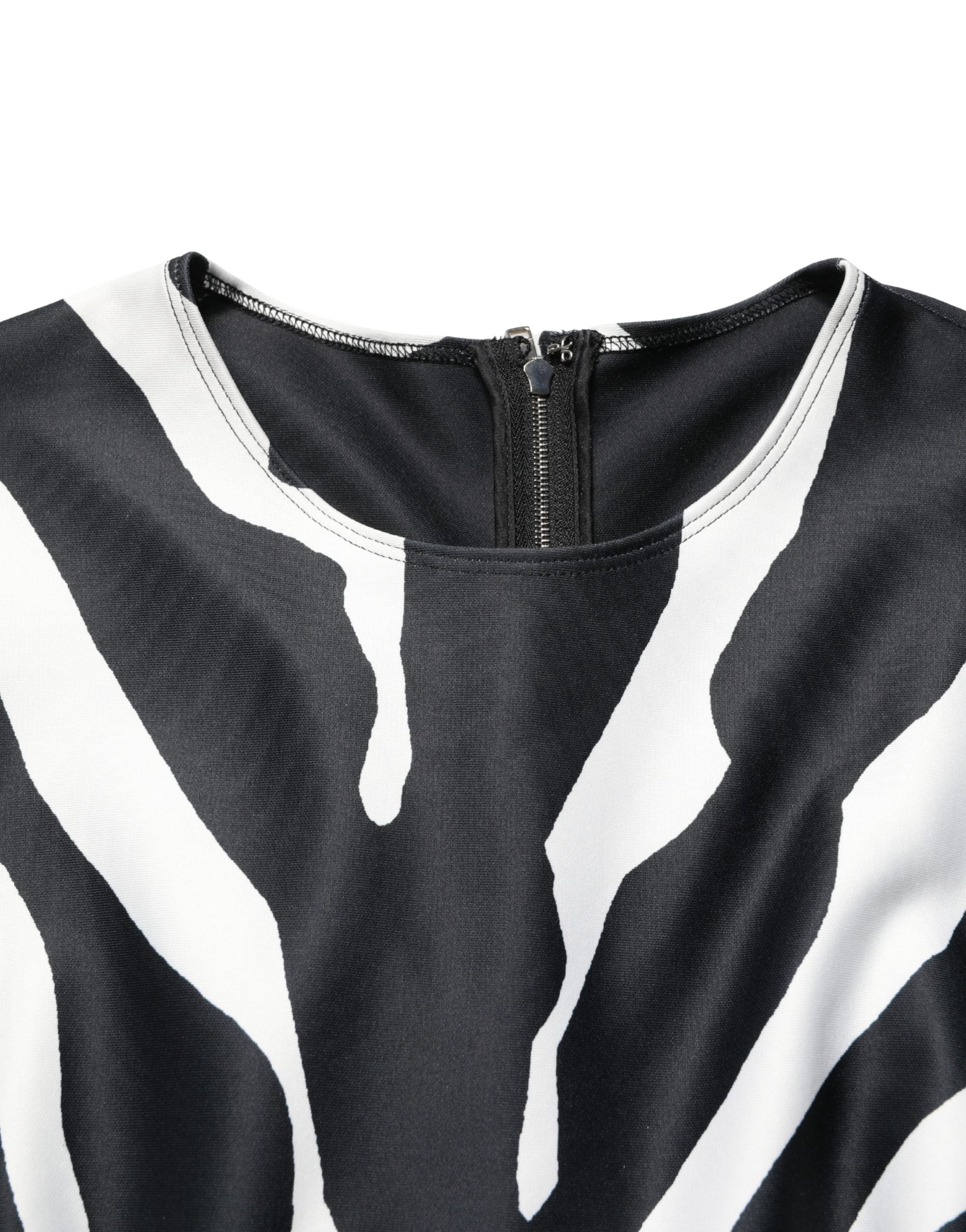 Combinaison noire et blanche en polyester à motif zèbre de Dolce & Gabbana, style élégant et tendance.