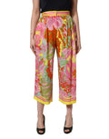Pantalon crop Dolce & Gabbana à fleurs multicolores, imprimé floral, coupe courte et tendance.