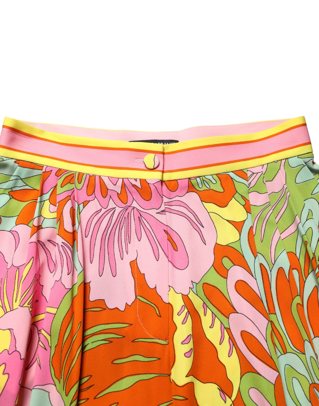 Pantalon court Dolce & Gabbana à fleurs multicolores, coupe crop, style élégant et tendance.