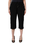 Pantalon femme Dolce & Gabbana en viscose noire, coupe mi-hauteur et cropped, style élégant et moderne.