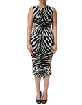 Robe longue en cady noir et blanc à motif zèbre de Dolce & Gabbana, élégante et sophistiquée.