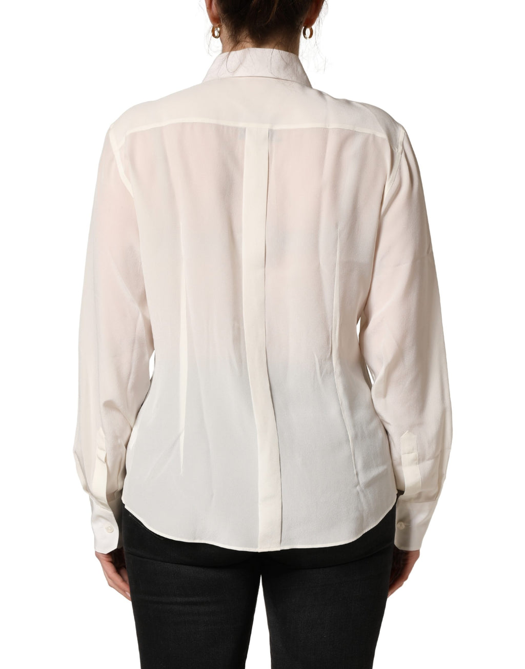 Chemise à manches longues blanche avec col Dolce & Gabbana, style élégant et classique pour femme.
