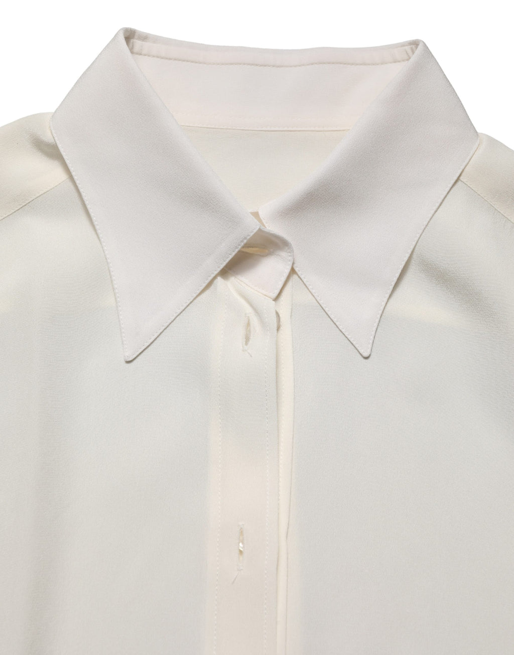Chemise à manches longues Dolce & Gabbana blanc cassé avec col, style élégant et sophistiqué, vue de face.