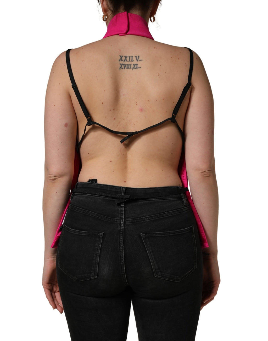 Débardeur sans manches en laine rose vif Dolce & Gabbana, style backless, tank top élégant et tendance.