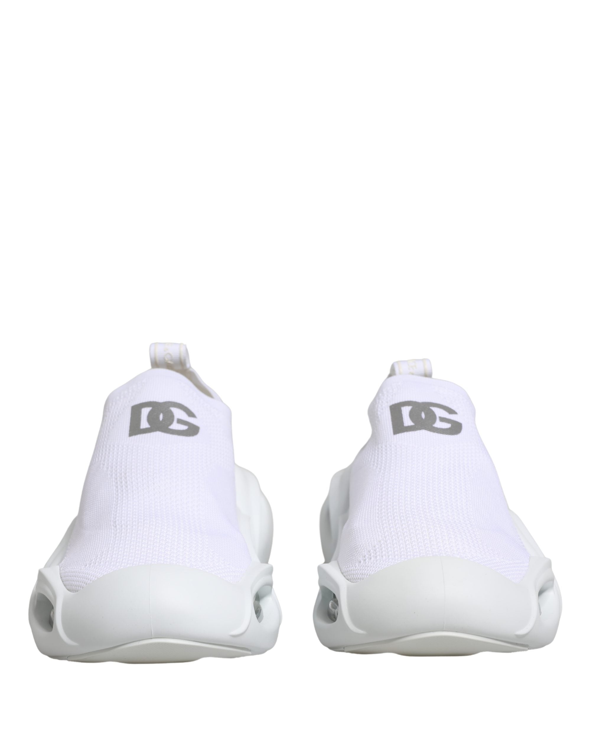Chaussures Dolce & Gabbana Slip On Wave en blanc, baskets basses confortables avec design moderne.