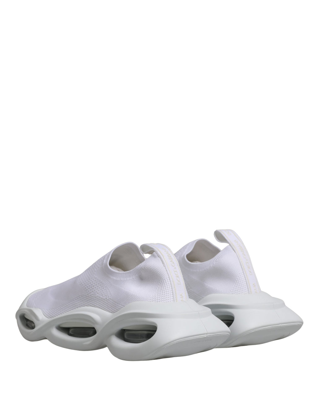Chaussures sneakers basses blanches Dolce & Gabbana Slip On Wave Low Top, vue de face avec design épuré.