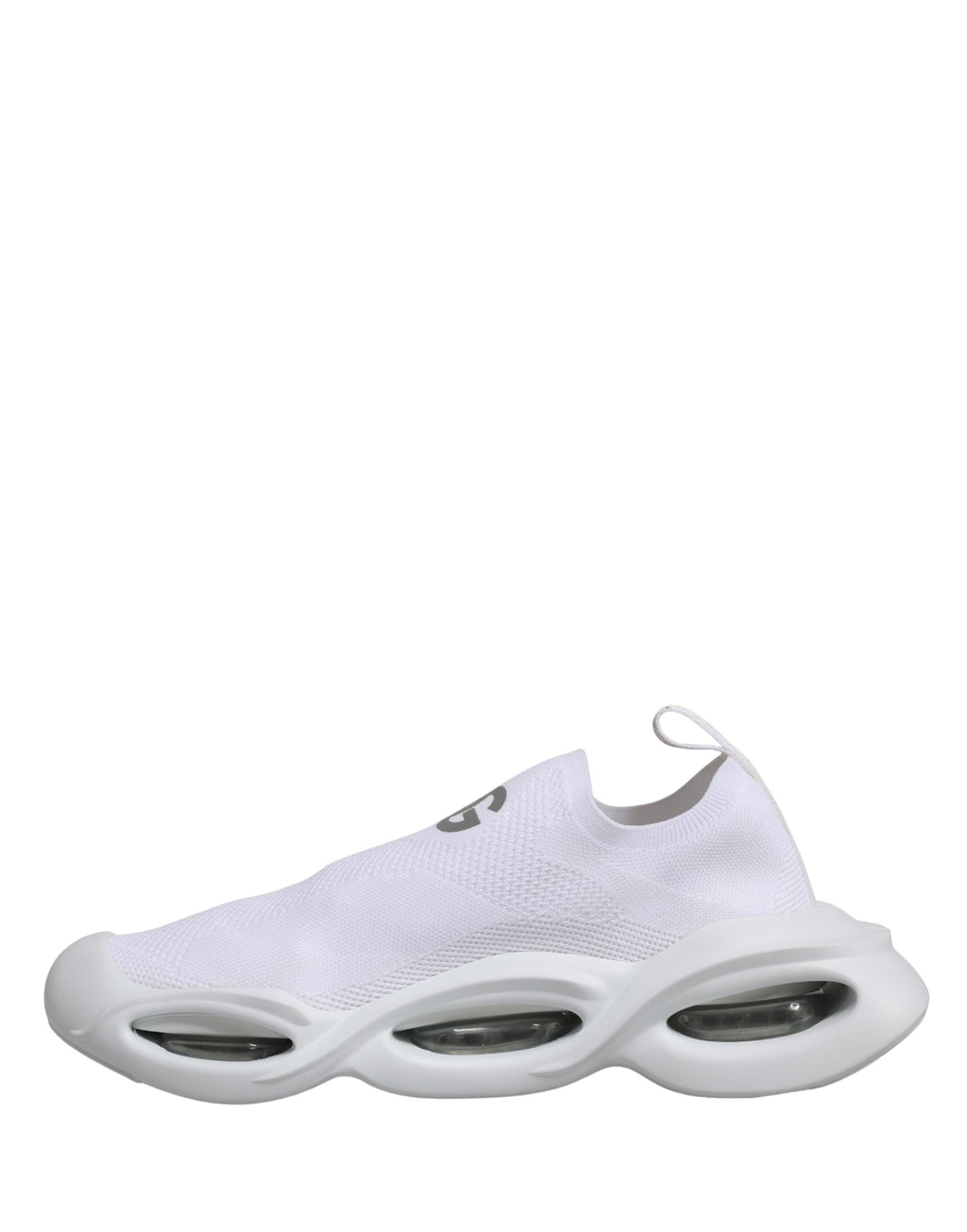 Chaussures sneakers basses blanches Dolce & Gabbana Slip On Wave, design élégant avec semelle plate et style décontracté.