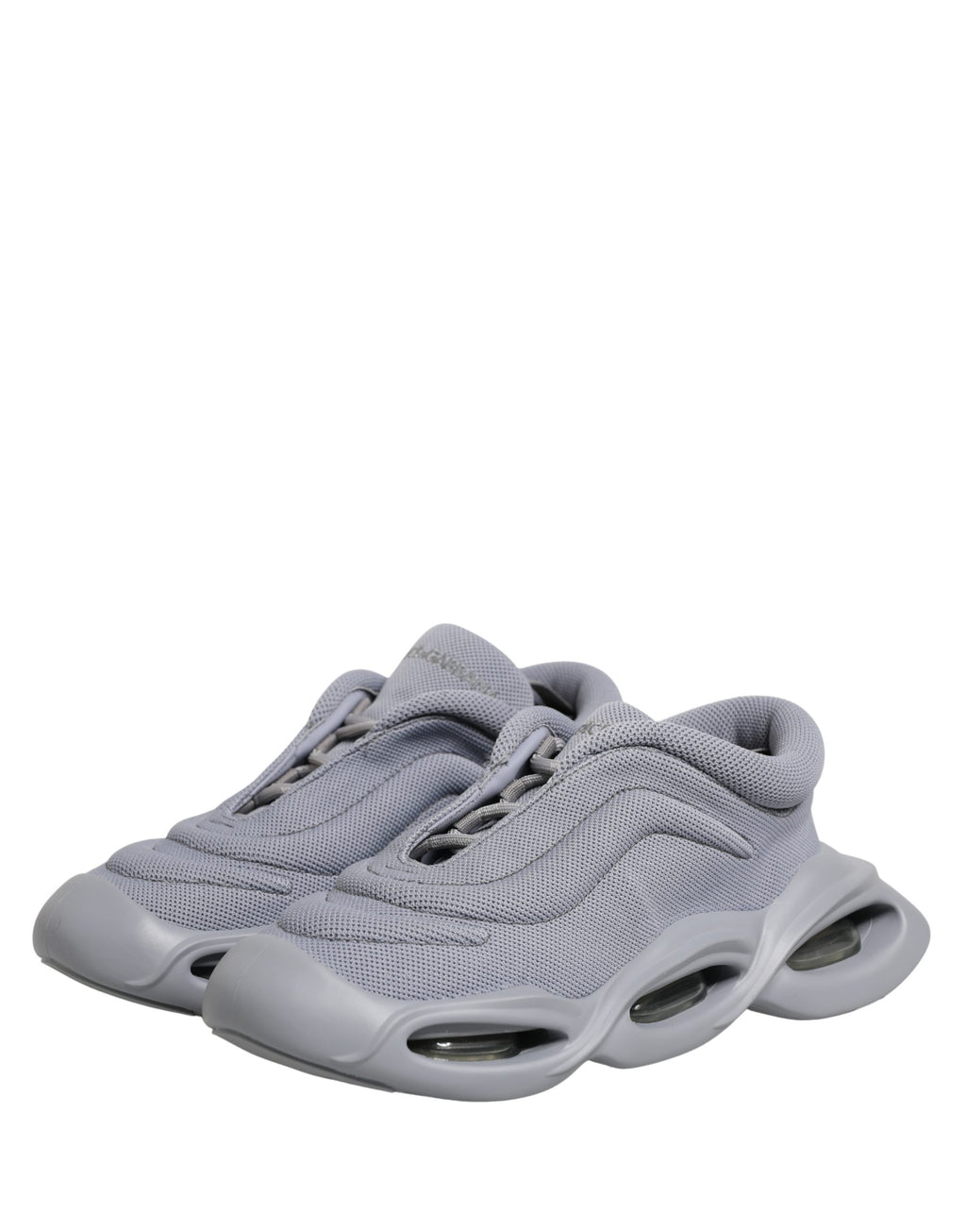 Chaussures sneakers Dolce & Gabbana gris Slip On Wave, low top, en toile avec semelle blanche, vue de côté