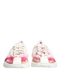 Chaussures sneakers basses blanches Dolce & Gabbana NS1 en dentelle avec laçage, vue de face.