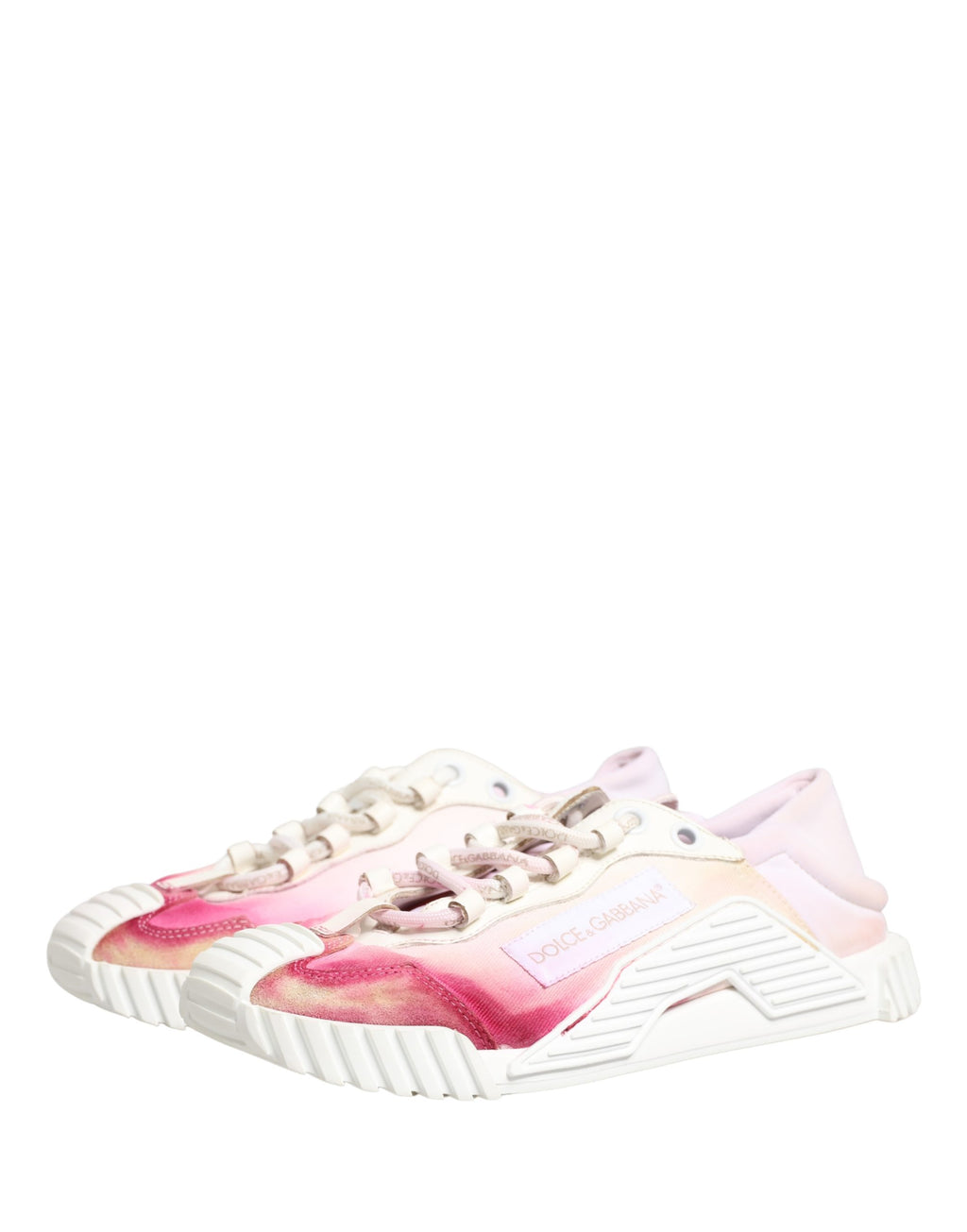 Chaussures basses blanches Dolce & Gabbana NS1 en dentelle avec lacets, style élégant et moderne.