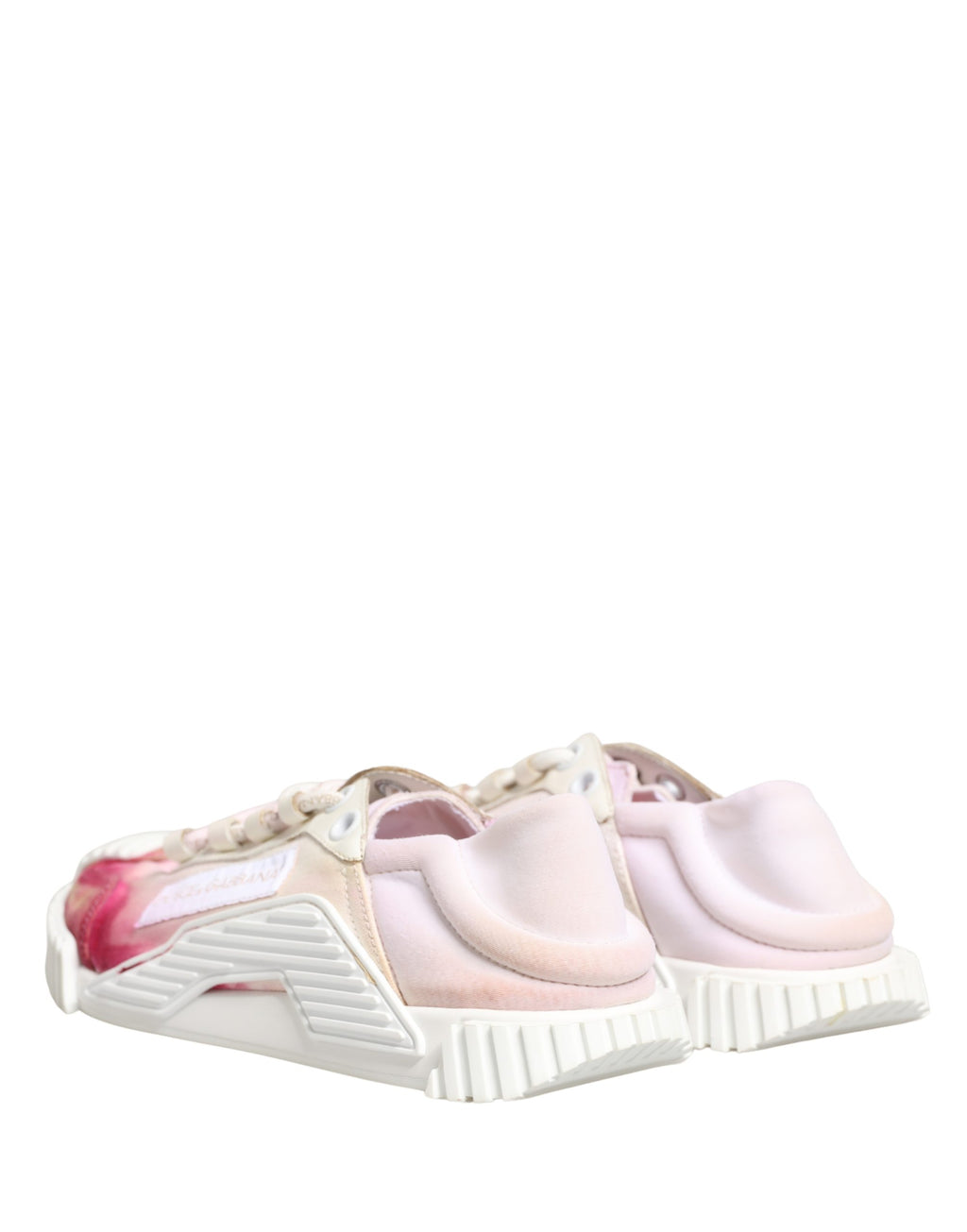 Chaussures sneakers basses blanches Dolce & Gabbana NS1 en dentelle avec lacets, vue de face.