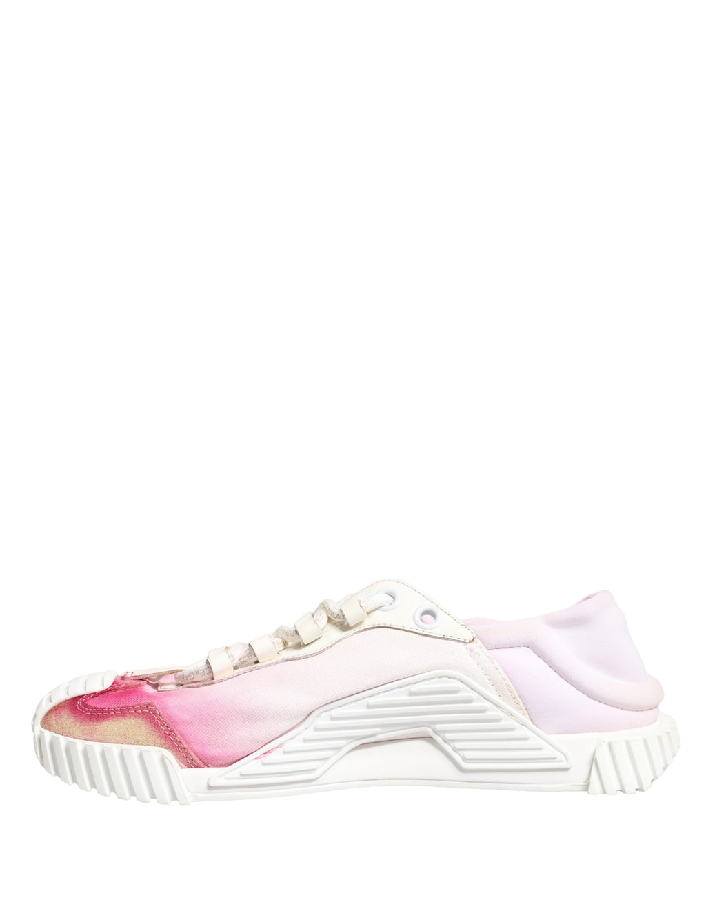 Chaussures sneakers basses blanches Dolce & Gabbana NS1 en dentelle, lacets, style élégant et moderne.