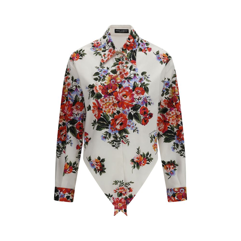 Chemise en coton multicolore de Dolce & Gabbana avec motif coloré et détails élégants, vue de face.
