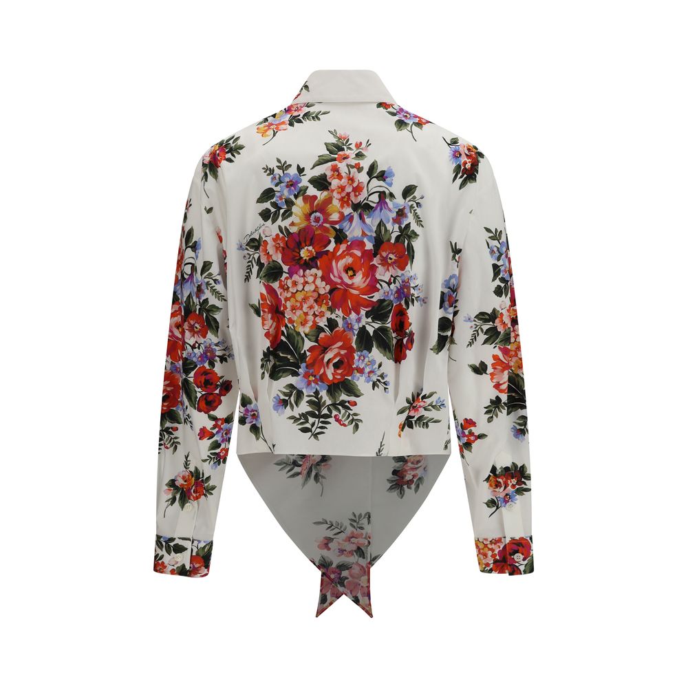 Chemise multicolore en coton de Dolce & Gabbana avec motif coloré, manches longues et col classique.