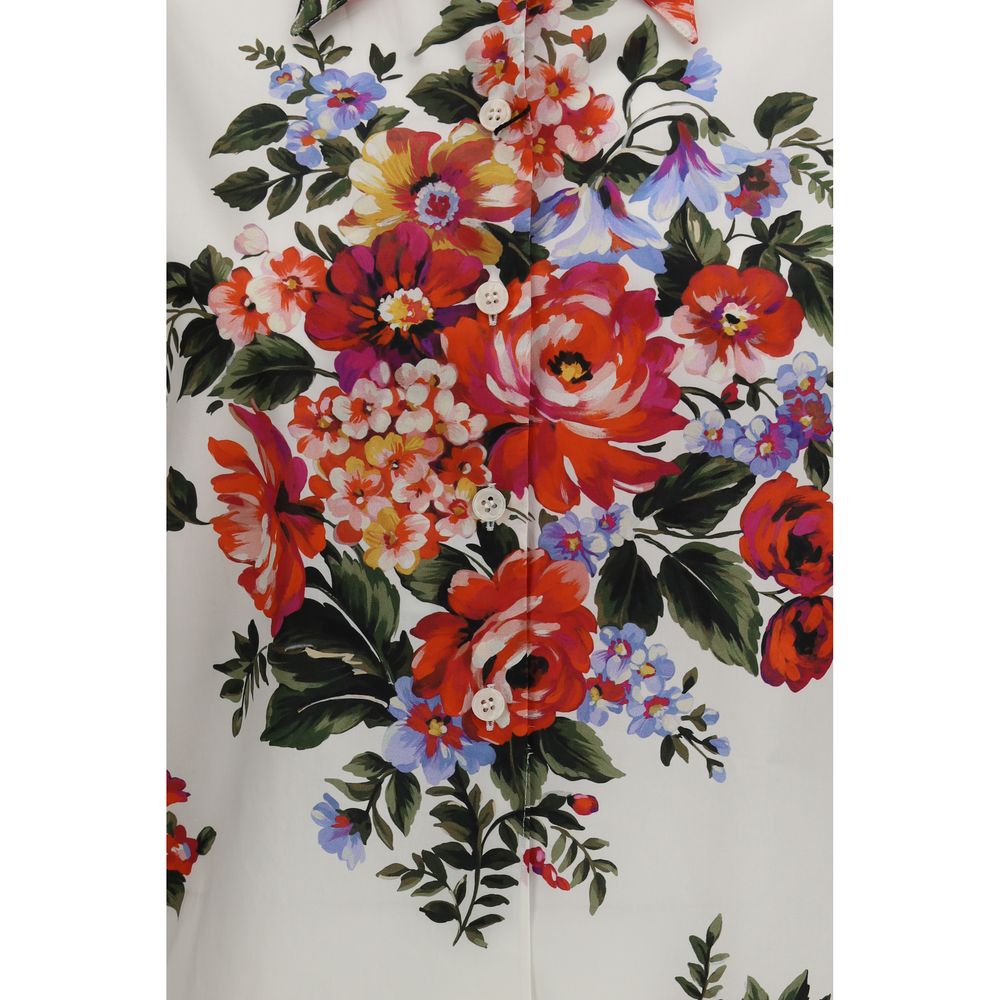 Chemise en coton multicolore Dolce & Gabbana avec motif élégant, vue de face.