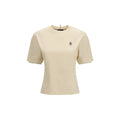 T-shirt en coton beige Moncler Grenoble avec logo sur la poitrine, manches courtes et coupe classique.