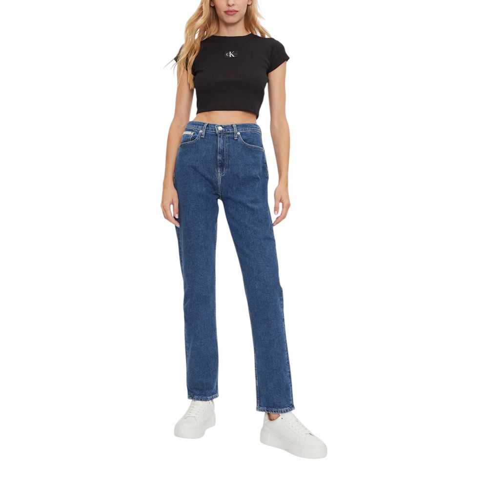 Jeans skinny en coton bleu de Calvin Klein Jeans, coupe ajustée, avec détails de couture visibles.