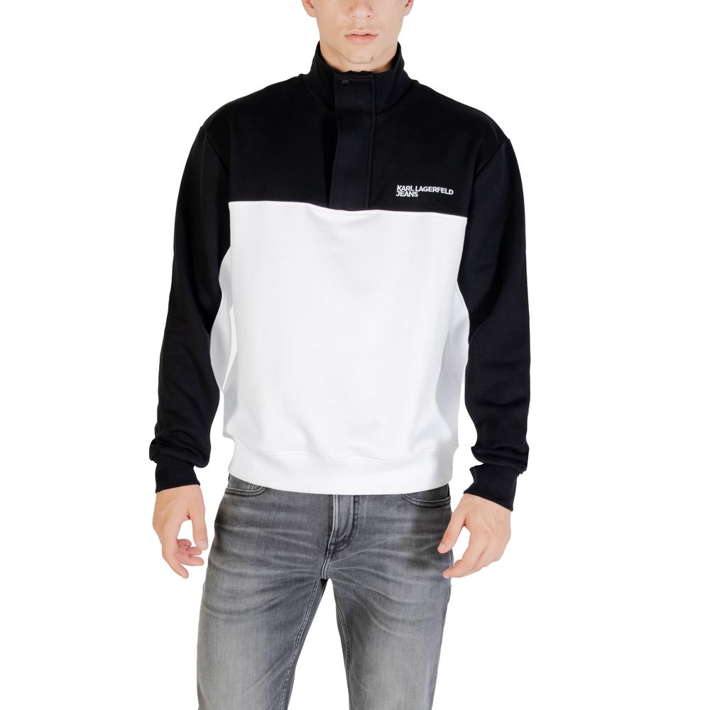 Sweat-shirt noir et blanc Karl Lagerfeld avec logo en relief, en coton doux, style décontracté et moderne, pour homme ou femme.