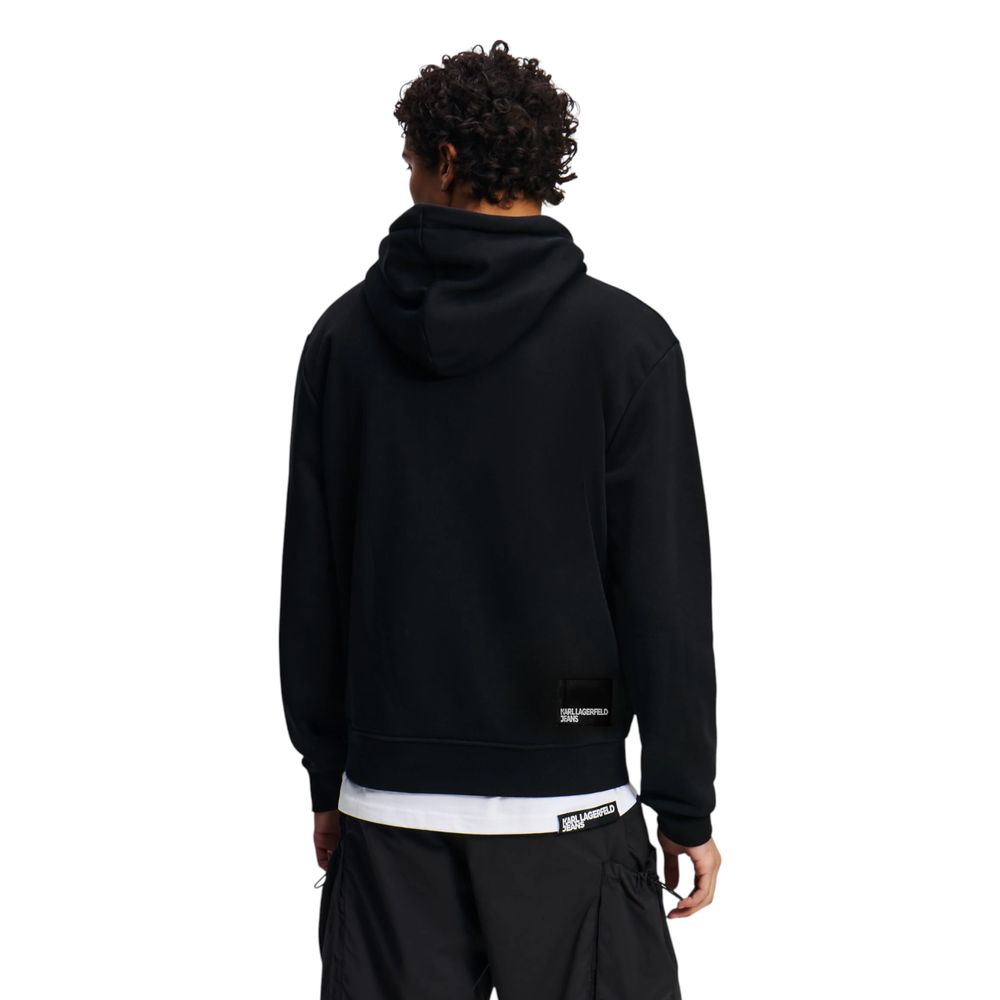 Karl Lagerfeld Schwarzer Baumwoll-Kapuzenpullover