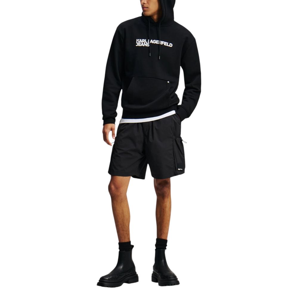 Karl Lagerfeld Schwarzer Baumwoll-Kapuzenpullover