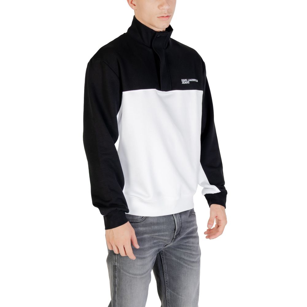 Sweat-shirt noir et blanc en laine de Karl Lagerfeld avec logo en forme de corne, style décontracté et tendance.