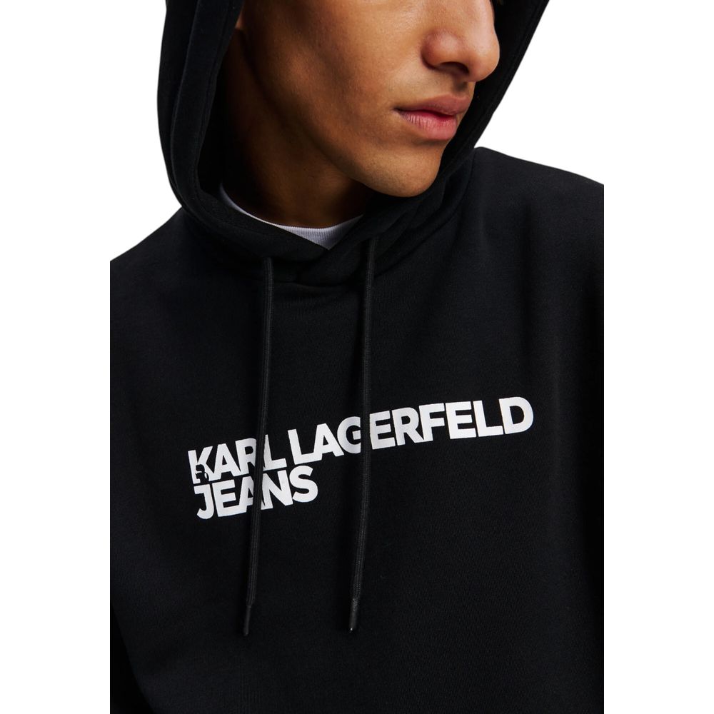 Karl Lagerfeld Schwarzer Baumwoll-Kapuzenpullover