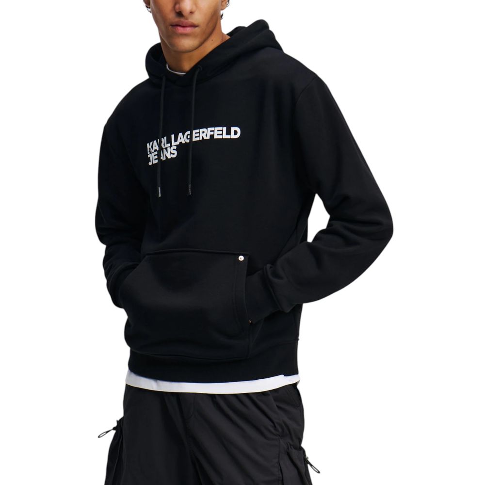 Karl Lagerfeld Schwarzer Baumwoll-Kapuzenpullover
