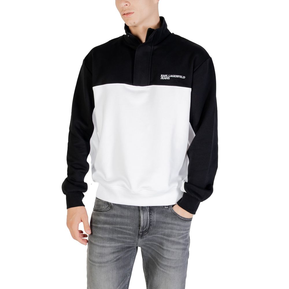 Sweatshirt Karl Lagerfeld noir et blanc avec détails en corne, style décontracté et moderne pour homme ou femme.