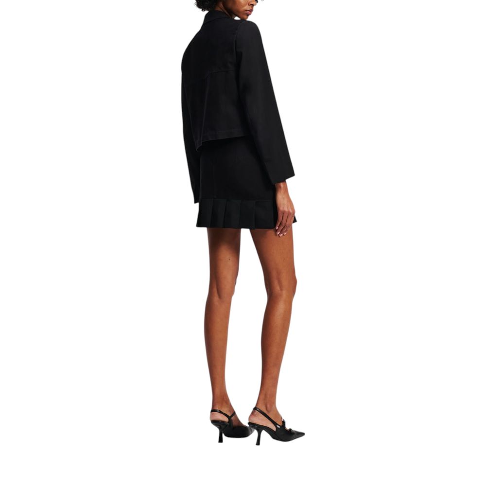 Mini jupe en coton noir de Karl Lagerfeld, coupe ajustée, avec détails élégants, idéale pour un style moderne et chic.