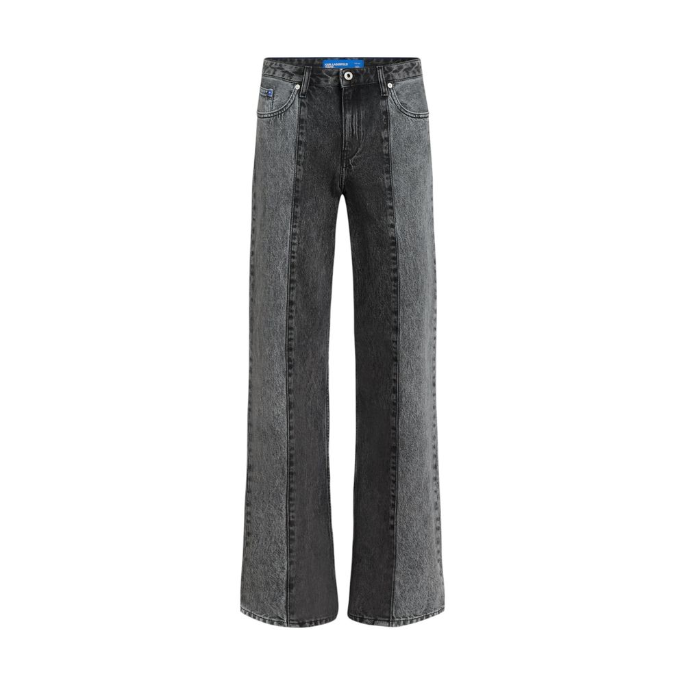 Jeans décontractés en coton noir de Karl Lagerfeld, coupe ample, détails classiques et look moderne.