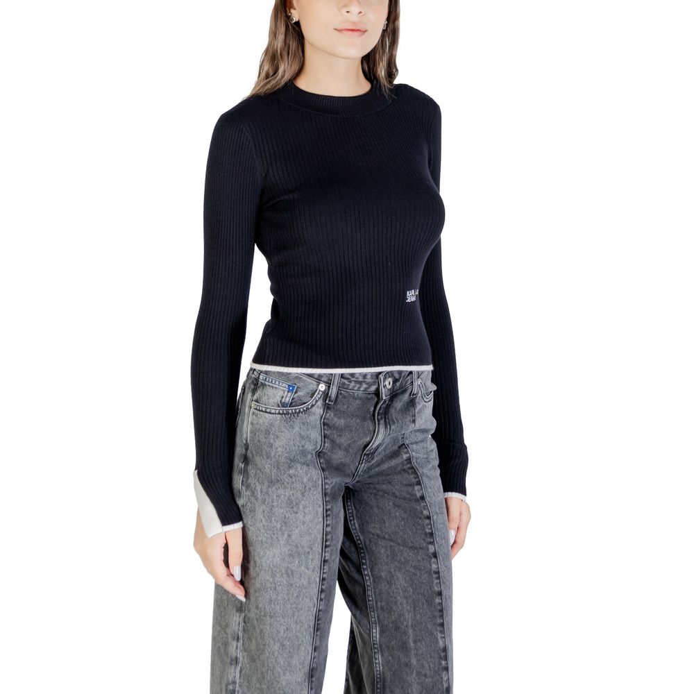 Sweat-shirt noir en viscose de Karl Lagerfeld, coupe décontractée avec logo brodé sur la poitrine, pour un style élégant et confortable.