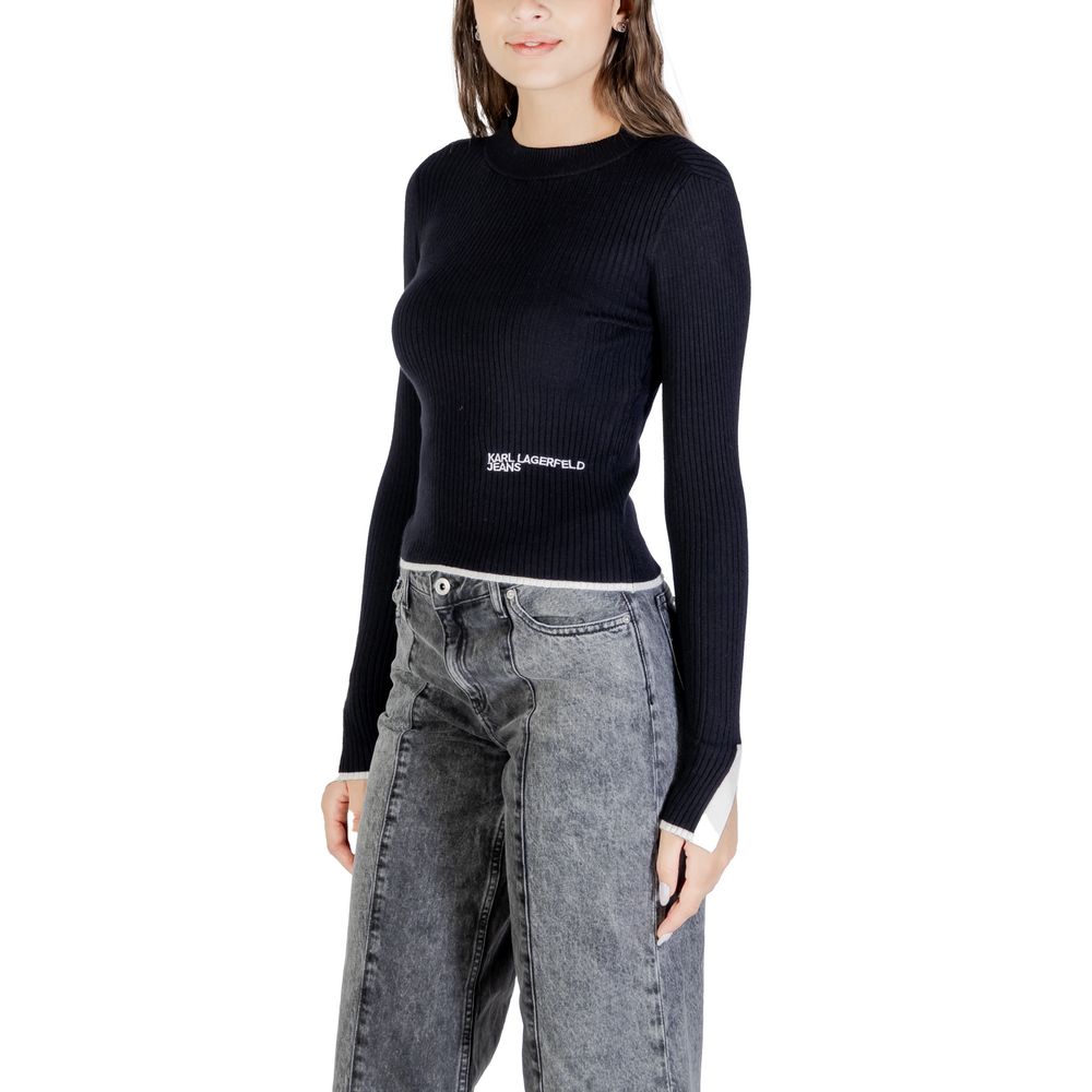 Sweat-shirt noir en viscose de Karl Lagerfeld, coupe décontractée avec logo visible sur la poitrine.