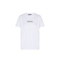 T-shirt blanc en coton de la marque Balmain, design simple et élégant, porté sur un mannequin.
