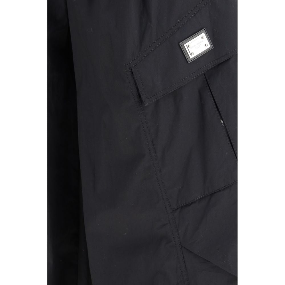 Pantalons cargo en coton noir de Dolce & Gabbana, style décontracté avec poches latérales, pour homme.