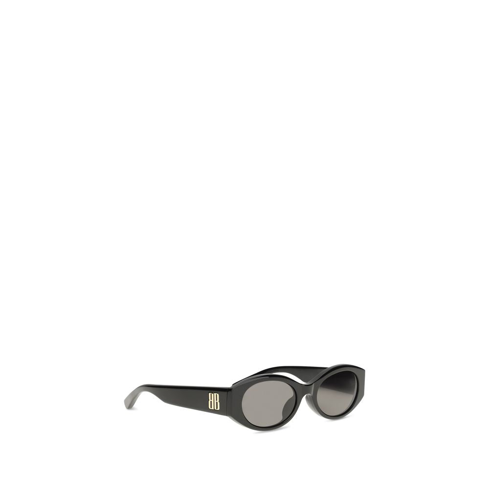 Lunettes de soleil noires Balenciaga en acétate avec monture épaisse et design moderne, vue de face.
