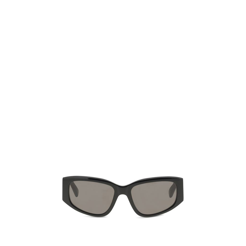 Lunettes de soleil Balenciaga noires en acétate avec monture épaisse et design moderne, vues de face.