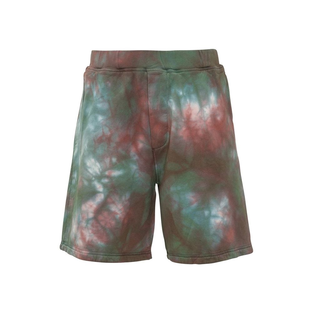 Shorts en coton bicolores Dsquared², style décontracté avec ceinture et poches, parfait pour un look estival.