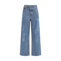 Jeans Diesel en coton bleu à coupe décontractée, style relaxé, visibles avec détails de couture et bouton en métal.