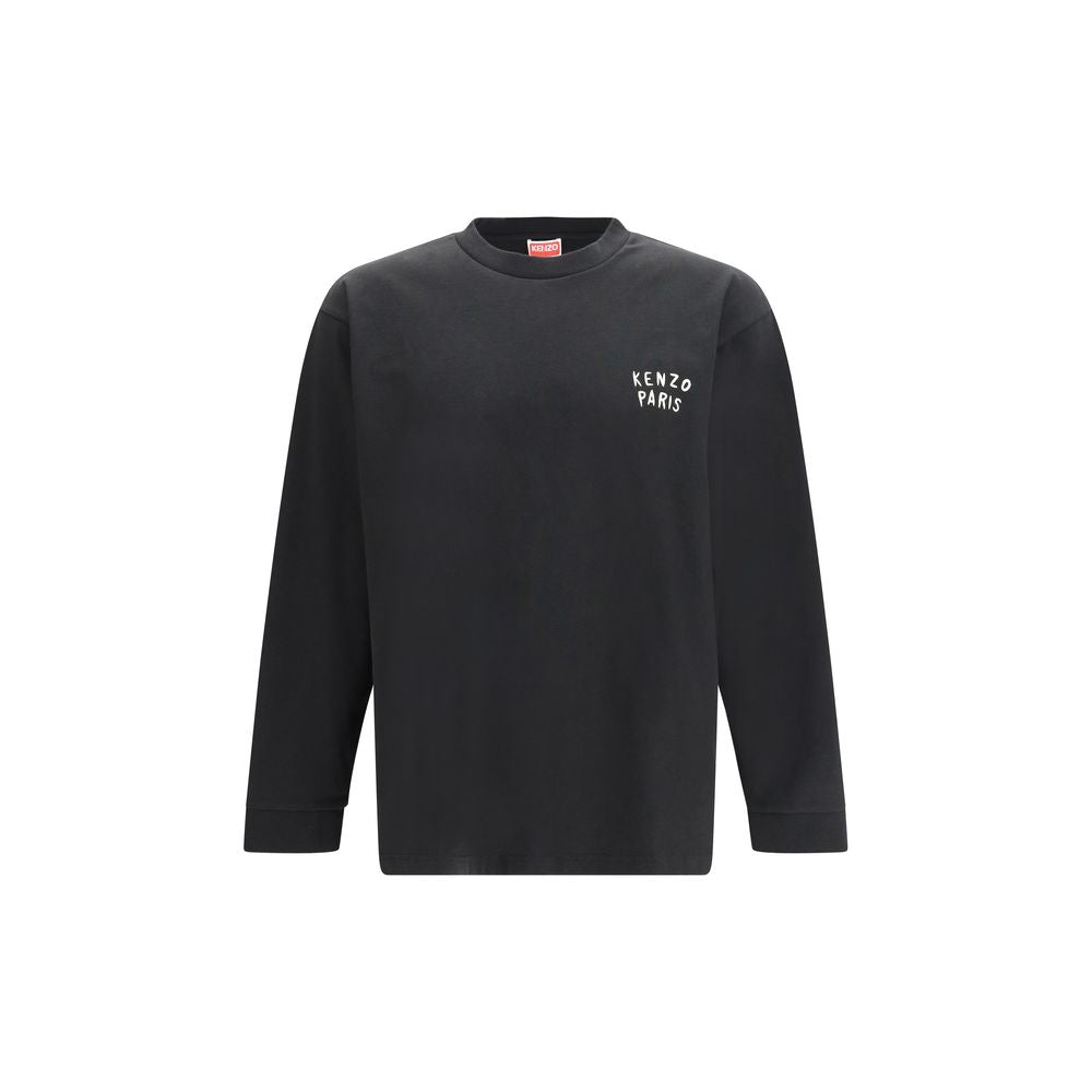 T-shirt noir en coton à manches longues de la marque Kenzo, affichant un design élégant et moderne.