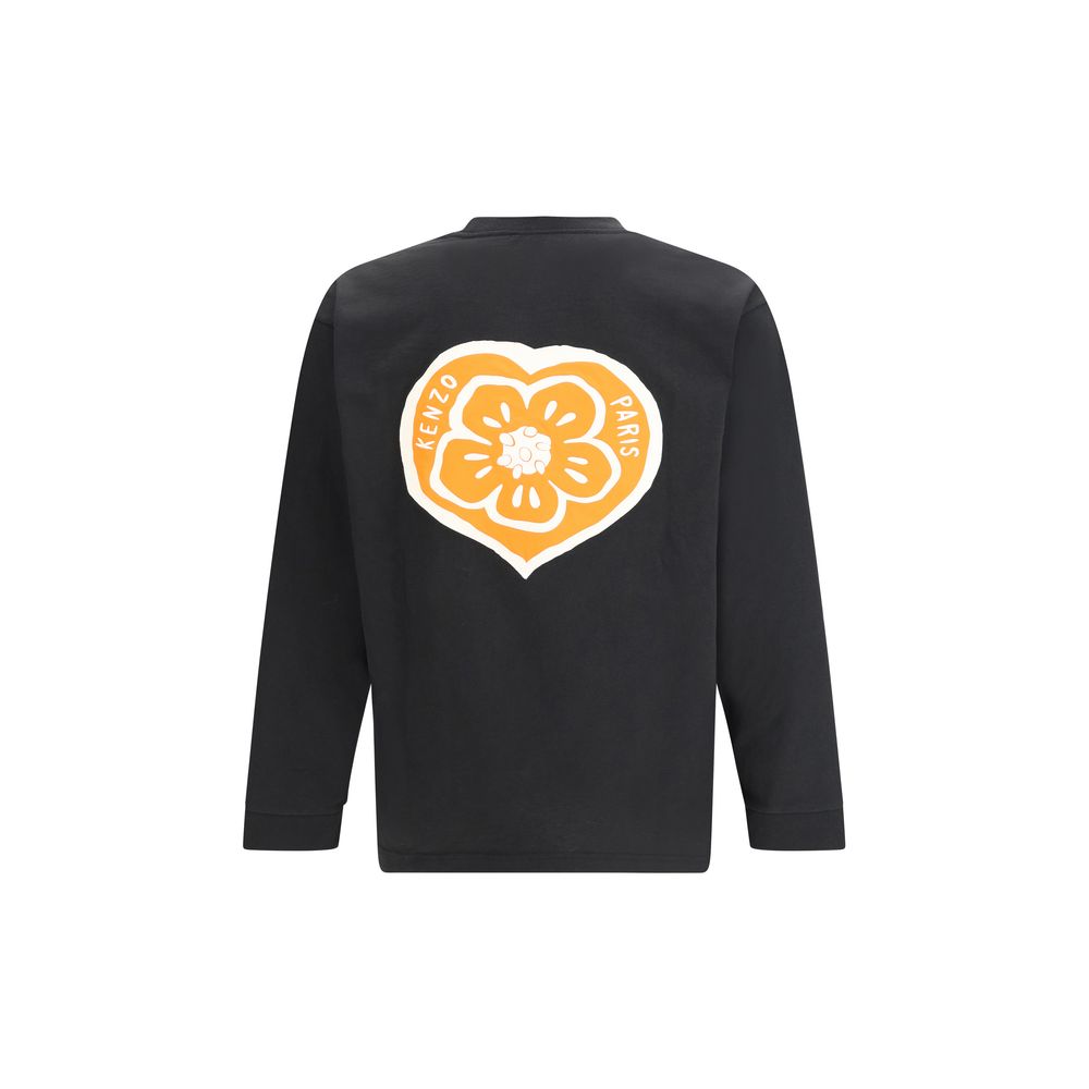 T-shirt noir en coton à manches longues de la marque Kenzo, style décontracté et moderne.