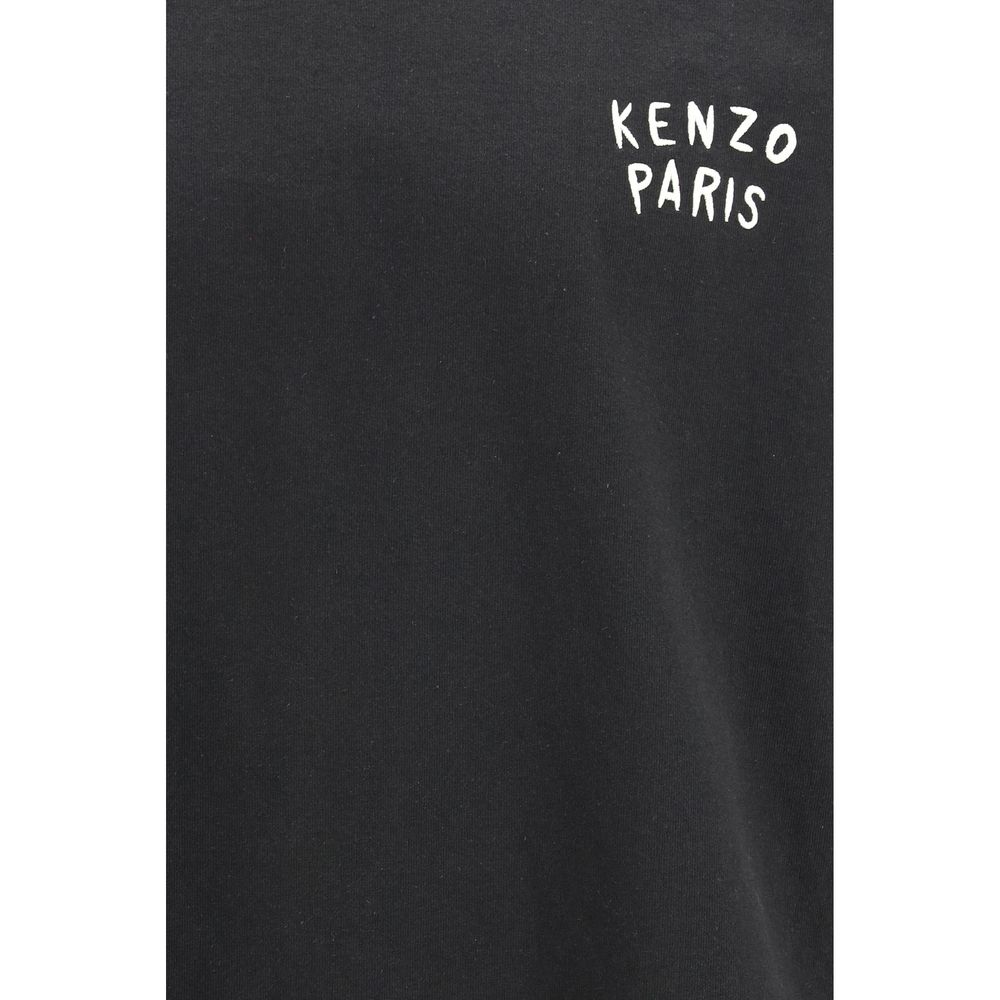 T-shirt à manches longues en coton noir de la marque Kenzo, vue de face, avec logo discret sur la poitrine.