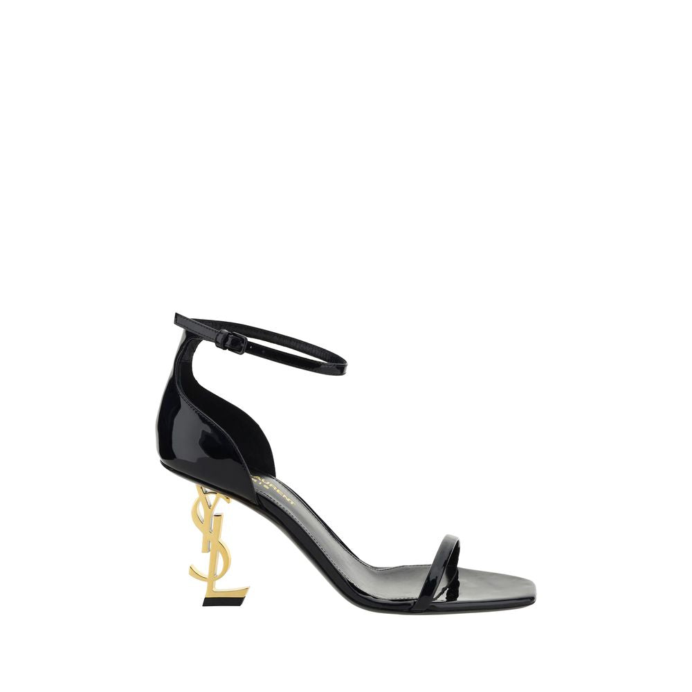 Sandales à plateforme en cuir de veau noir Saint Laurent Bos Taurus, avec boucle et semelle épaisse.