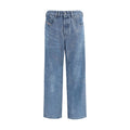 Jeans droits en coton bleu Diesel, style classique, visible avec poches avant et ceinture en denim.
