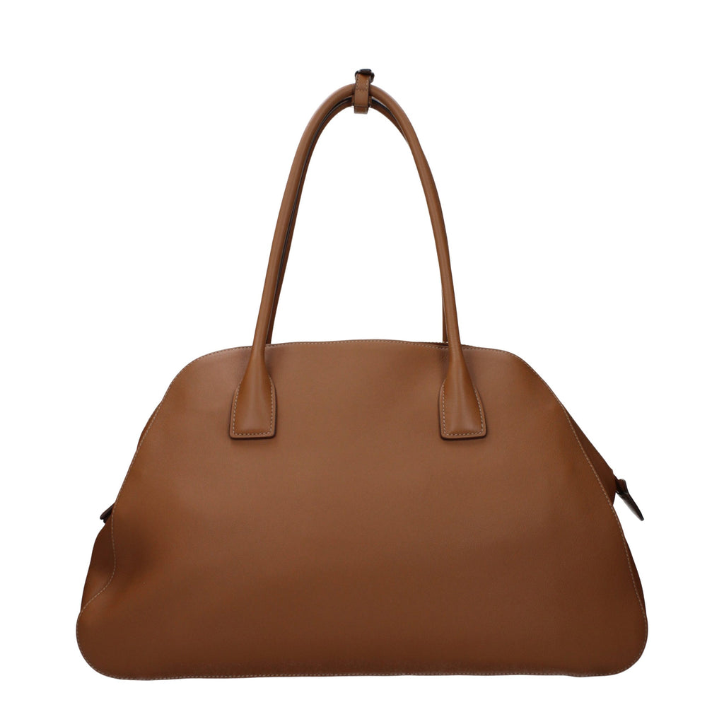 Sac à bandoulière en cuir marron Prada, élégant et sophistiqué, avec détails en métal doré et design classique.