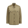 Chemise en coton beige de Prada, vue de face, avec col classique et manches longues, élégante et confortable.