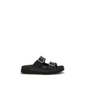 Prada Schwarze flache Sandalen aus Kalbsleder Bos Taurus